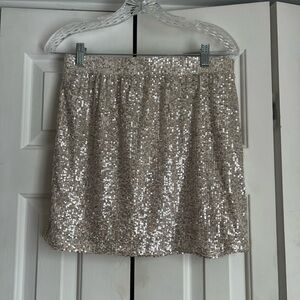 Love On A Hanger Women’s Cream Mini Skirt With Sequins Size Large Party Club